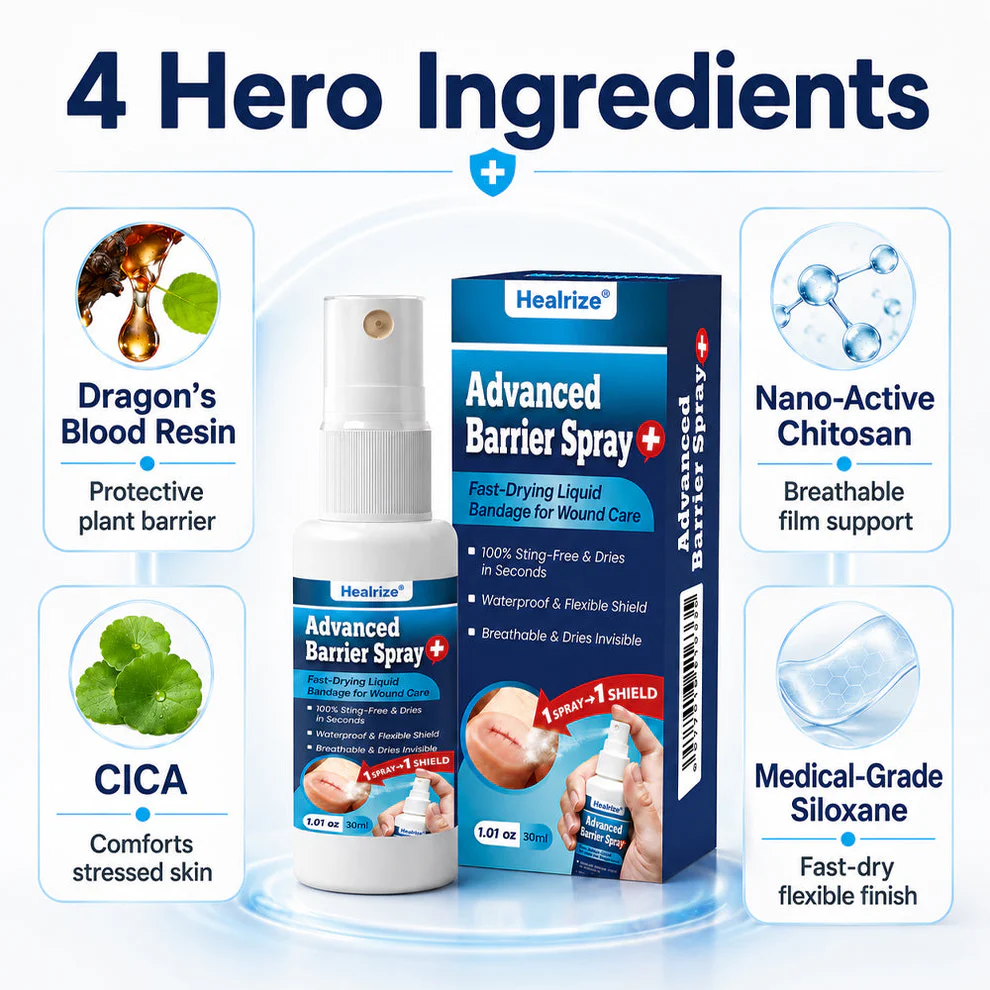 Healrize® Advanced Barrier Spray | Fast-Drying Liquid Bandage for Wound Care